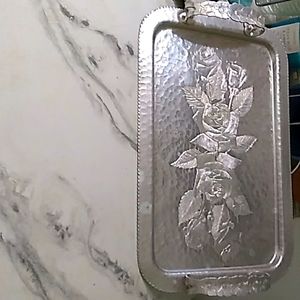 Vintage continental silvercoin wild rose serving tray 1023